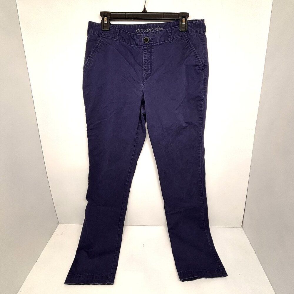 Dockers Navy Khaki Pants Flat Front 4 Pockets Cotton Pants Women's Size 10M